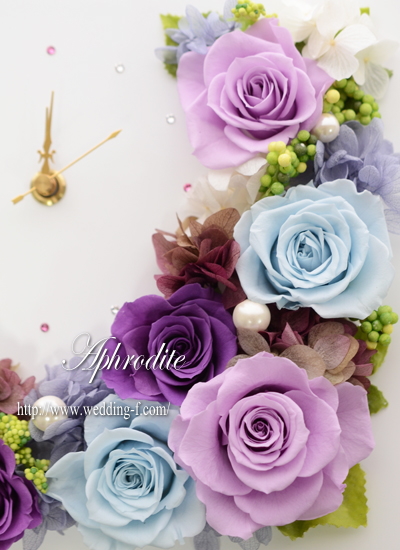 手作りレッスン 贈呈用 花時計 ブルー紫系 素敵な花嫁に贈る 賢いweddingブーケの選び方